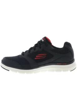 Sneakers Laag - Black Leather/Mesh/Pu/Red Trim