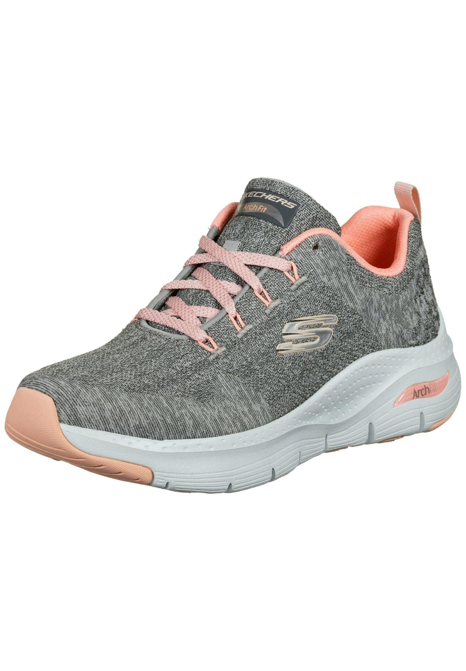 Arch Fit Comfy Wave- Sportieve Veterschoenen - Gray Knit / Pink Trim 3 Arch Fit Comfy Wave- Sportieve Veterschoenen - Gray Knit / Pink Trim - Afbeelding 3